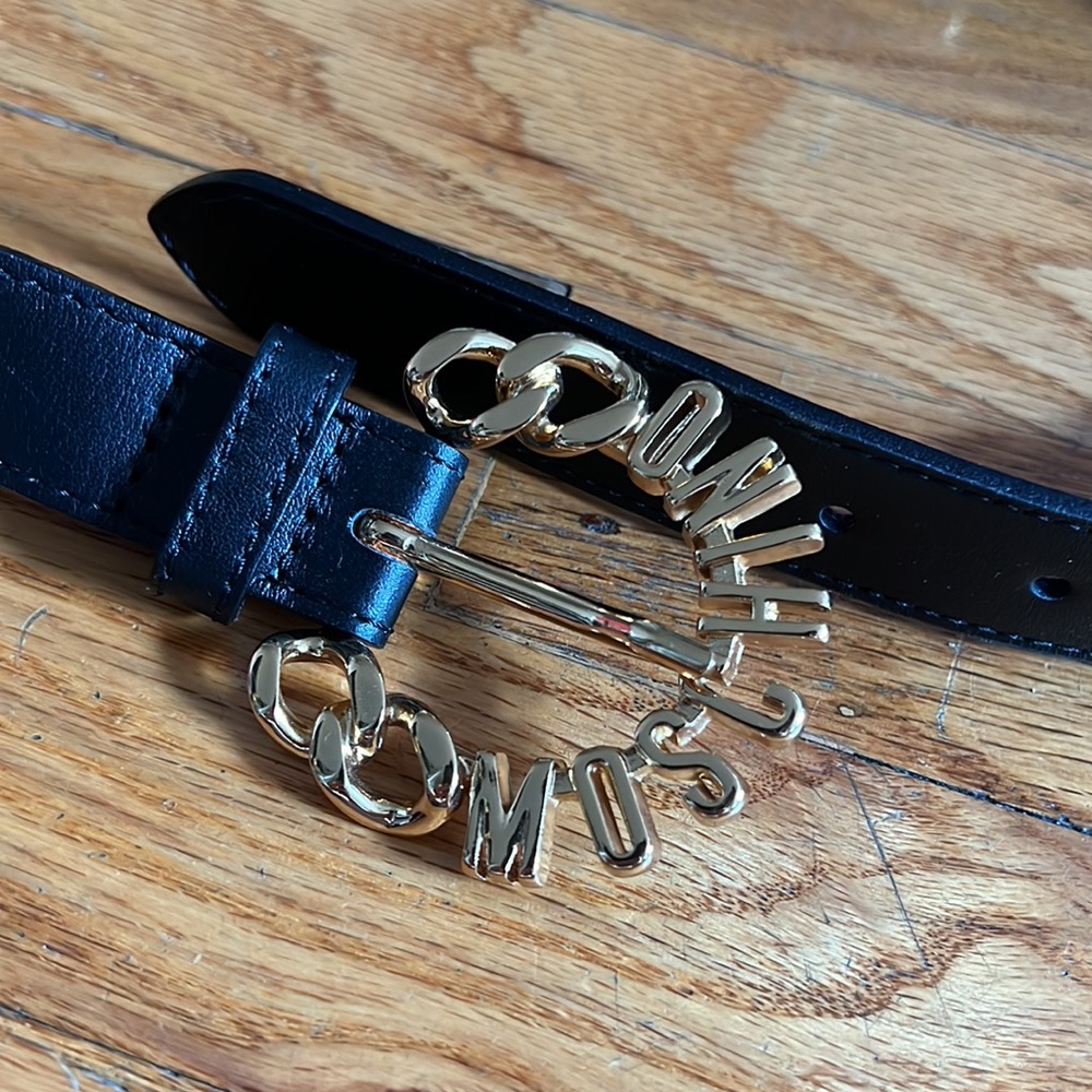 H&M Moschino Black Gold Leather Belt 85 - Picture 3 of 5